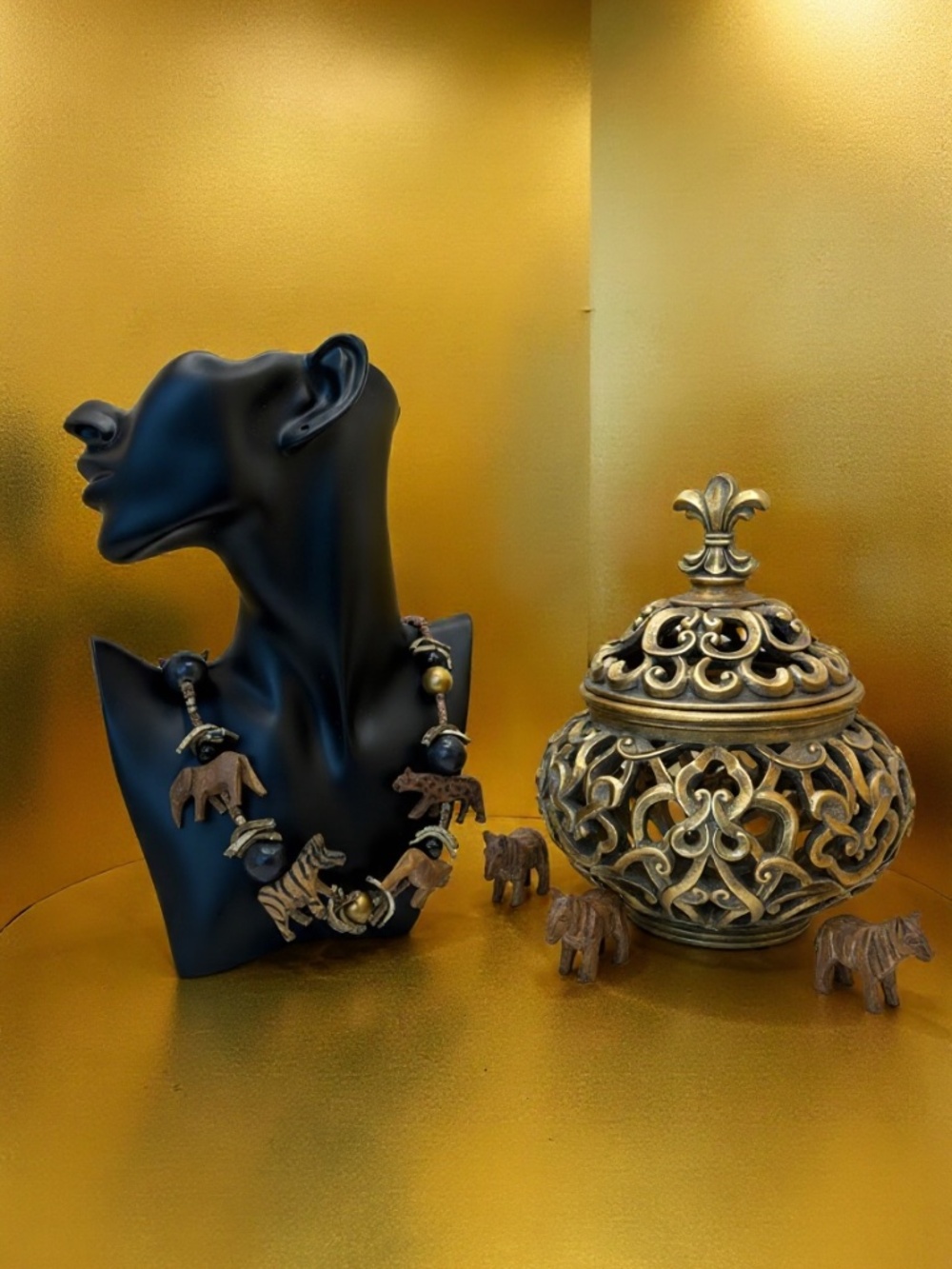 Unique Vintage Handcrafted and Carved African Tribal Necklace